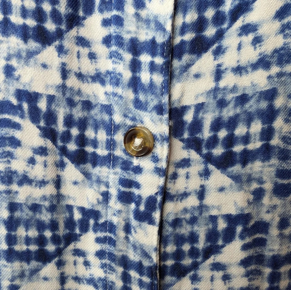 Sonoma Blue & White Button Front Tie Waist Short Sleeve Dress Women Large - Picture 4 of 13